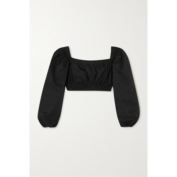 Zeynep Arcay Balloon Cotton Crop Top in Black 6 New Womens Blouse - Picture 10 of 13